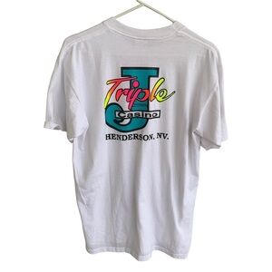 Vintage Triple J Casino Henderson Nevada Shirt Adult Large White Mens 90s Tee